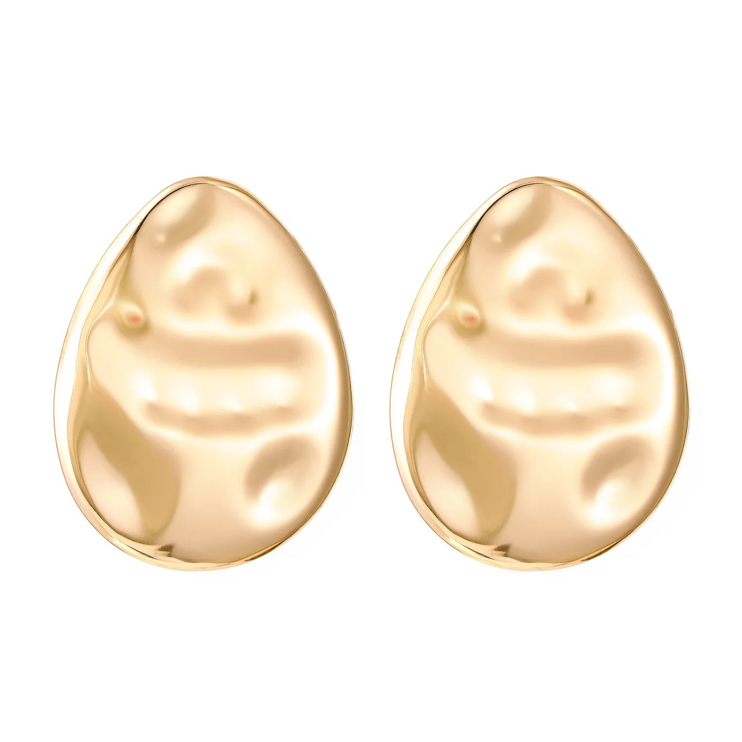 Boucles d'oreilles ovales en forme de cœur en or exagéré pour femme, boucle d'oreille en métal, bijoux géométriques déformés irréguliers, tendance 2025