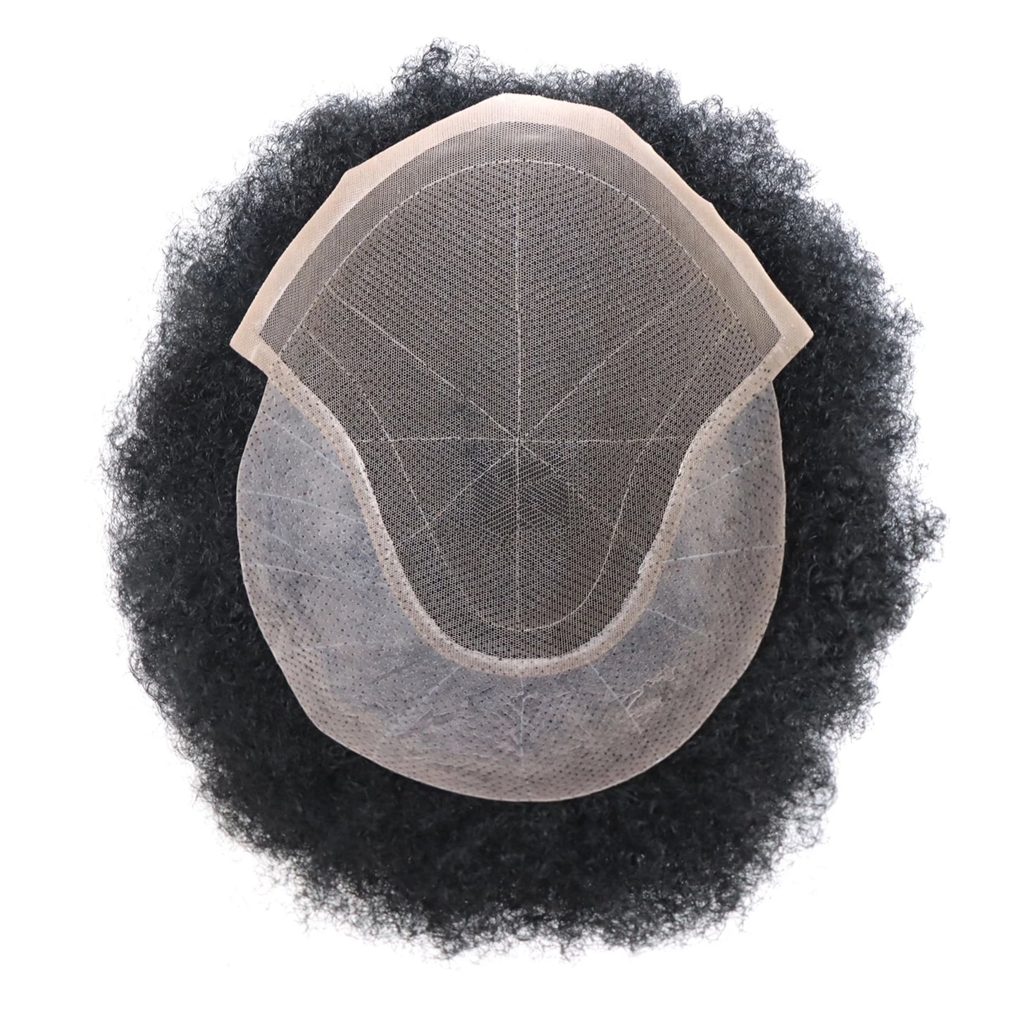 Toupet Afro Curl pour hommes, postiche 100% humaine réelle, 8x10 pouces, 1B, noir naturel, Base Multiple, système capillaire léger et respirant