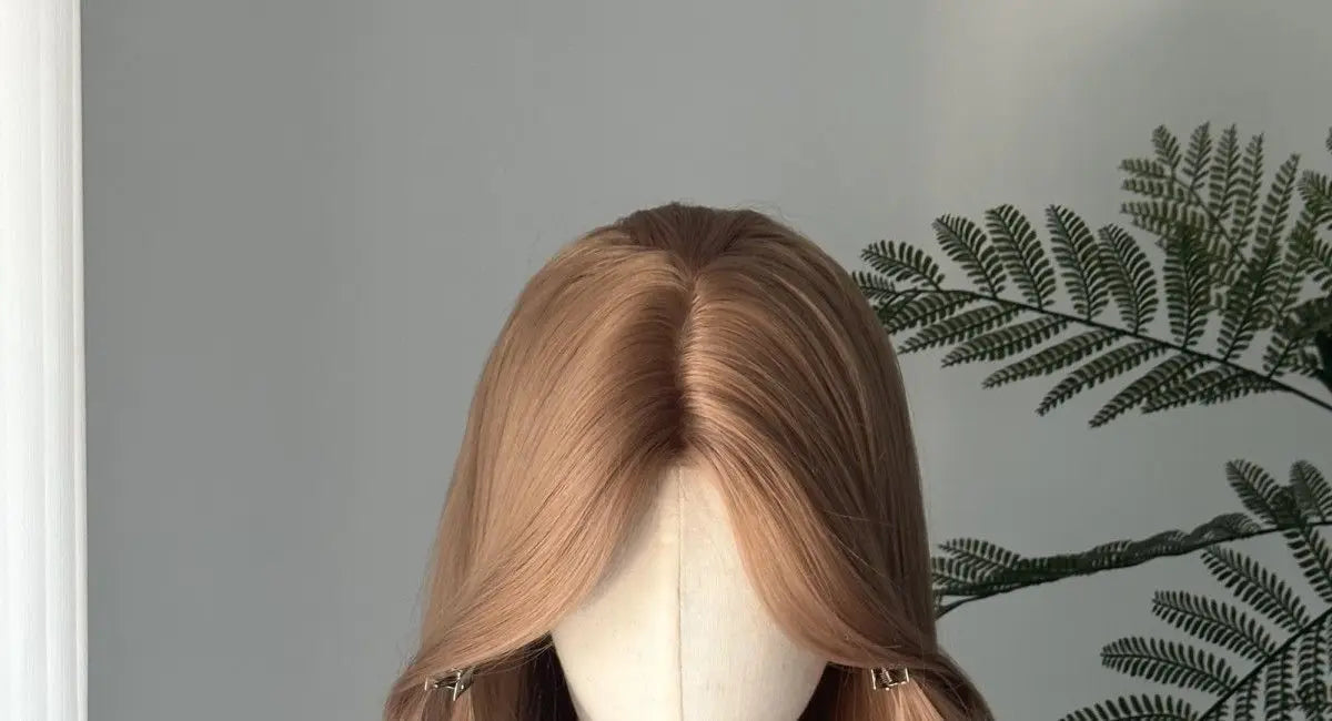Perruque Lace Front Wig synthétique Blonde Champagne, corps Long, perruques brunes ondulées pour usage quotidien, bandeau Lolita Cosplay 가Perruque Femme