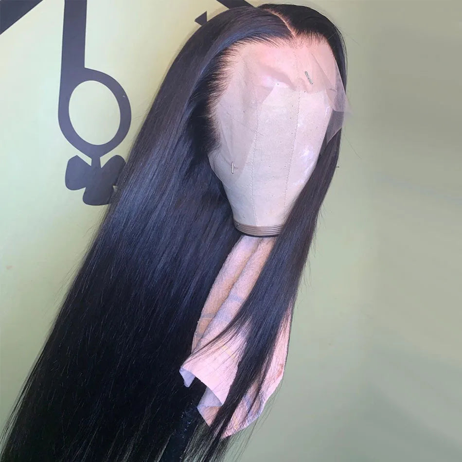 Perruque Lace Frontal wig naturelle péruvienne Remy, cheveux lisses, HD, 13x6, pre-plucked, 180%, pour femmes
