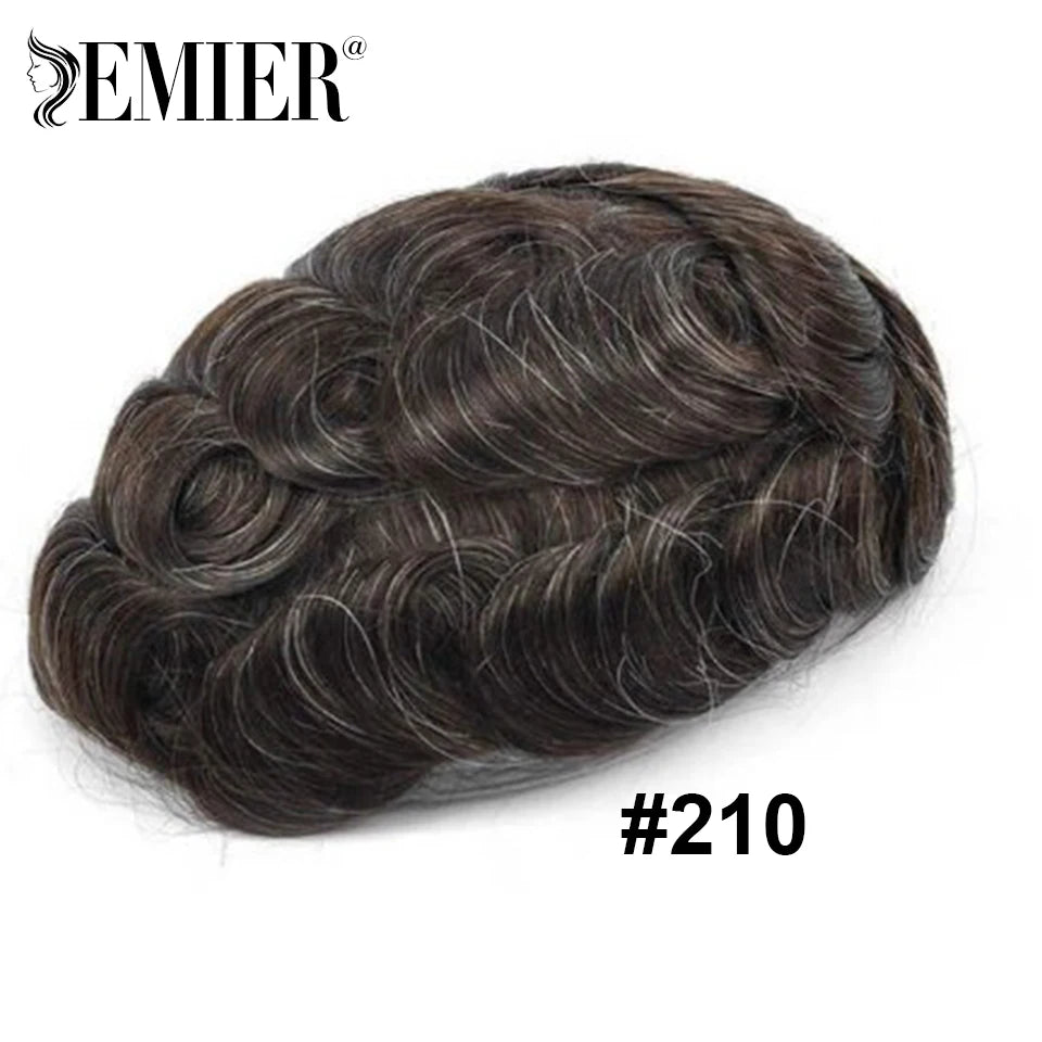 Perruque de cheveux humains en dentelle française avec PU pour homme, toupet confortable, vague naturelle, système de remplacement, prothèse capillaire masculine durable