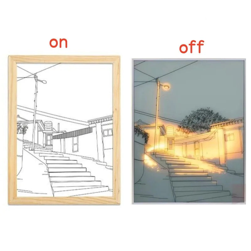 Photo applique murale peinture créative lumière USB Plug-In atmosphère romantique lampe lumière du soleil fenêtre cadre Photo art travail lumière