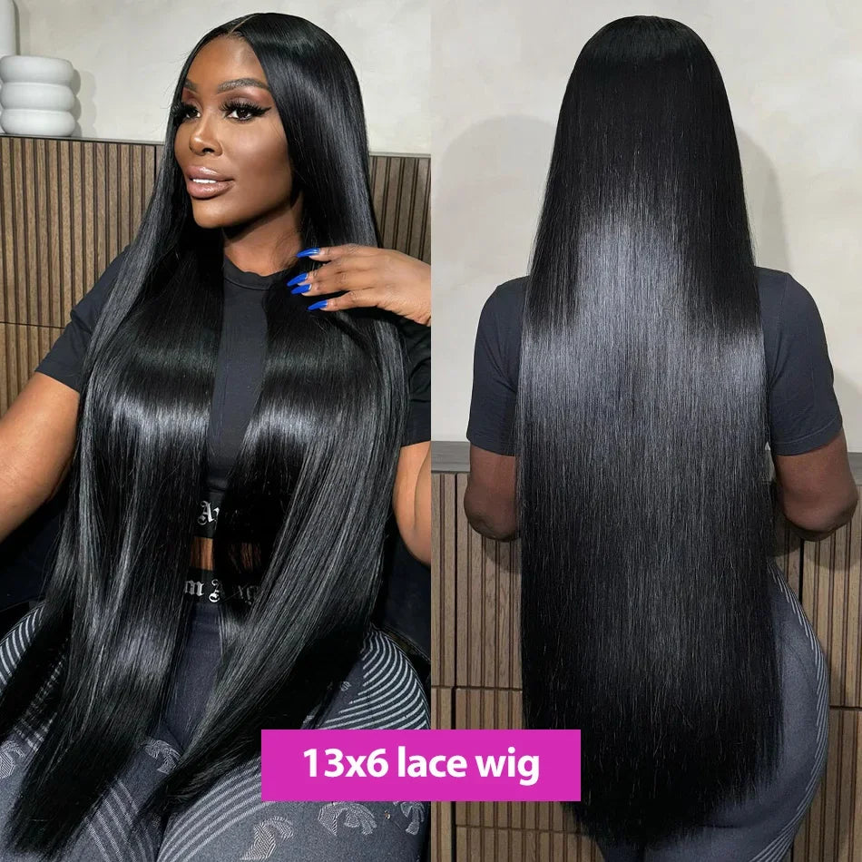 13x6 HD Transparent Lace Frontal Human Hair Wig Straight Hair 30 32 Inch 13x4 Lace Frontal Wig PrePlucked For Women Cikana