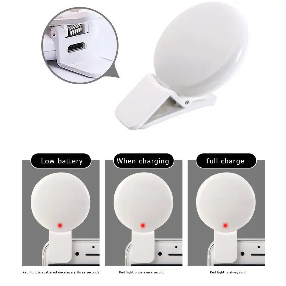 Anneau lumineux LED pour Selfie, pour téléphone Portable, Mini, Durable, pratique, trois arrêts de gradation, Clip de photographie, lumière de remplissage