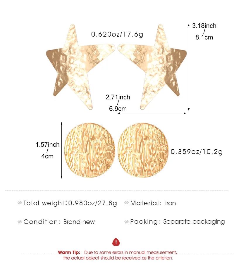 Boucles d'oreilles ovales en forme de cœur en or exagéré pour femme, boucle d'oreille en métal, bijoux géométriques déformés irréguliers, tendance 2025