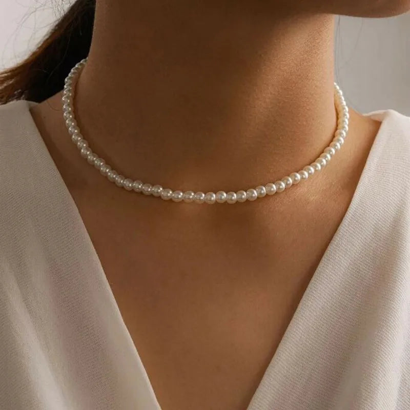 Collier ras du cou en perles blanches pour femme, bijou élégant de mariage, nouvelle collection, vente en gros, livraison directe