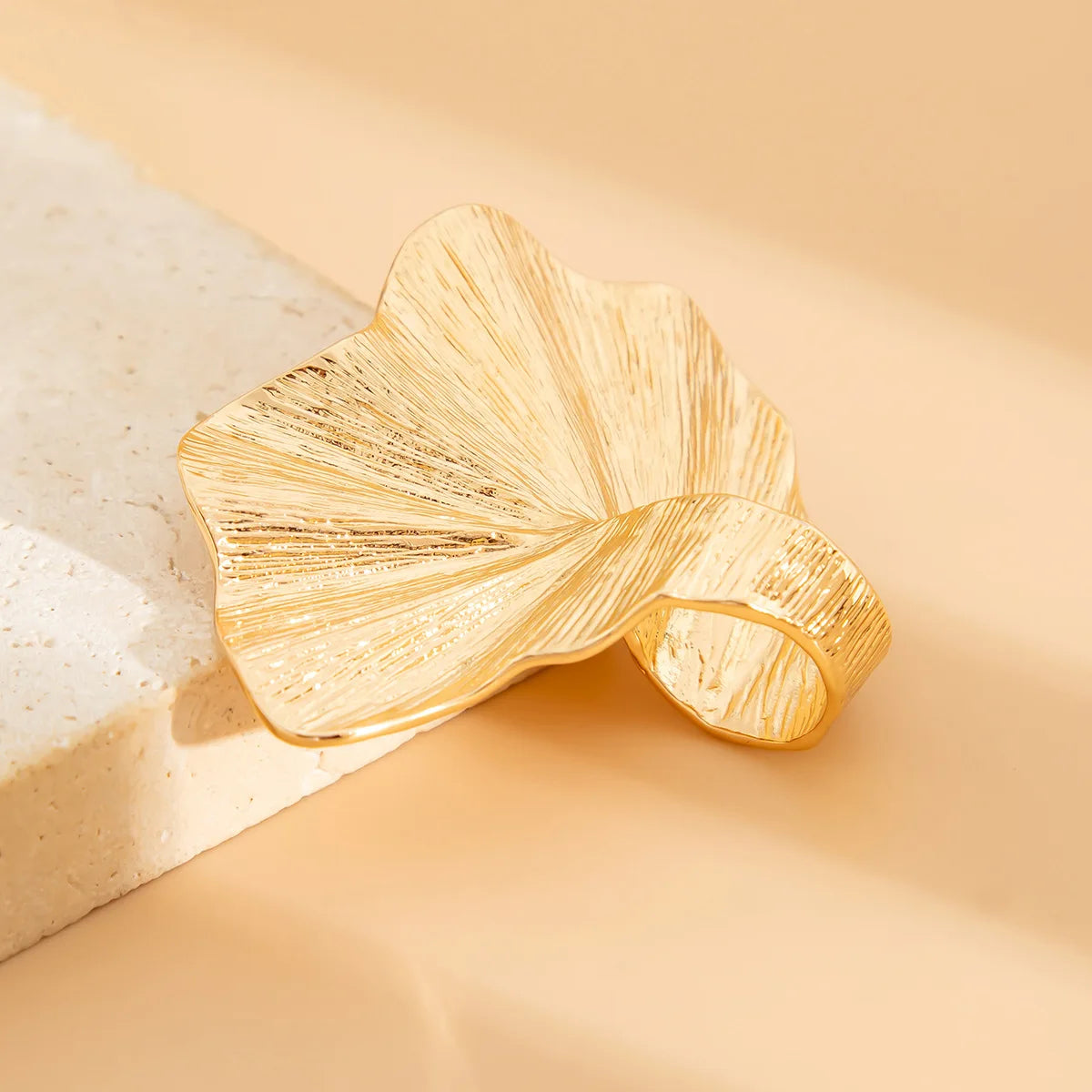 Ginkgo-Bague Plissée en Métal Classique pour Femme et Homme, Anneau de Doigt en Forme d'Éventail, Bijoux de ixPunk