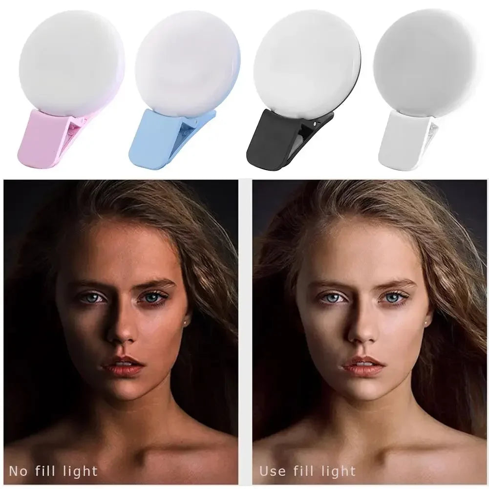 Anneau lumineux LED pour Selfie, pour téléphone Portable, Mini, Durable, pratique, trois arrêts de gradation, Clip de photographie, lumière de remplissage
