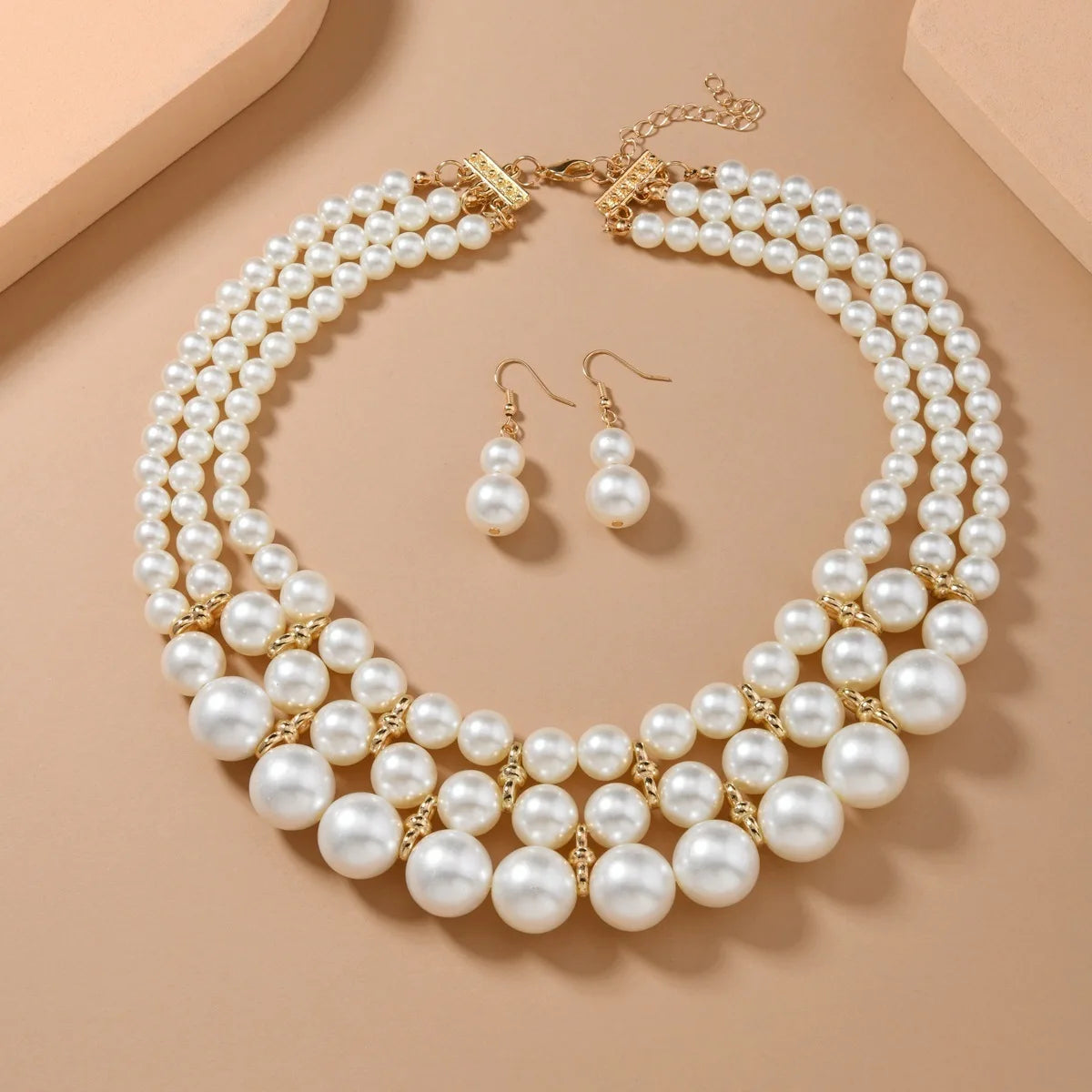 Ensemble de bijoux de mariage pour patients, collier et boucles d'oreilles en perles multicouches, fait à la main, nouvelle mode, accessoires de fête pour femmes, 216.239.