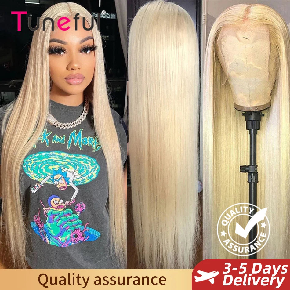 13x6 HD Transparent 613 Blonde dentelle frontale perruques de cheveux humains brésilien droite dentelle avant perruques de cheveux humains peuvent être teintes n'importe quelle couleur