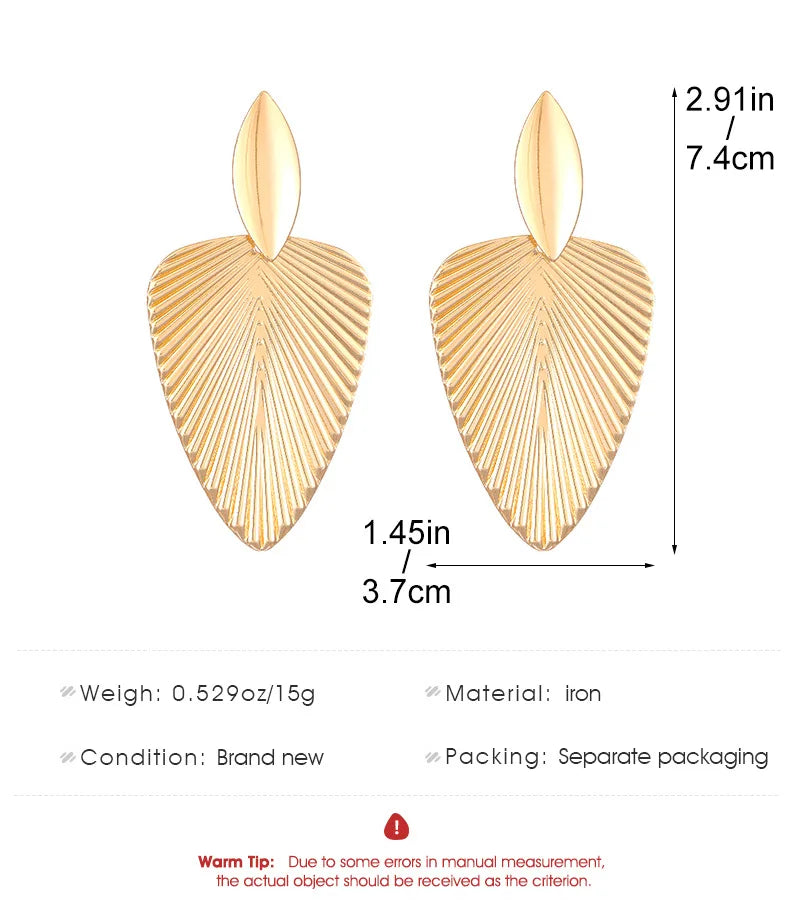 Boucles d'Oreilles Exagérées en Or pour Femme, Bijoux en Métal, Grand Cuir oral elu, Tendance, Nouvelle Collection 2024