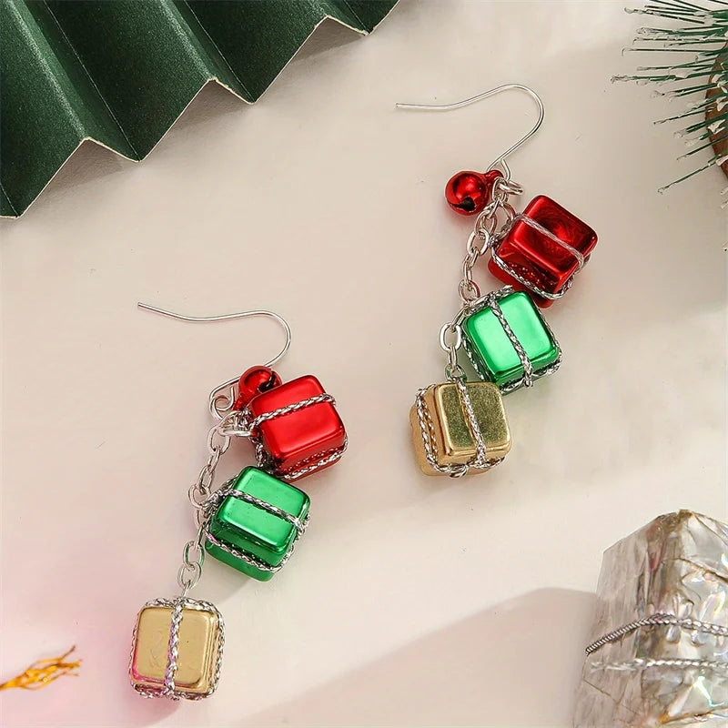 Boucles d'oreilles pendantes en Imitation de perles pour femmes, élégantes, flocon de neige, cloche délicate, boîte-cadeau, boule de fourrure, clou pour filles, accessoire de bijoux de fête