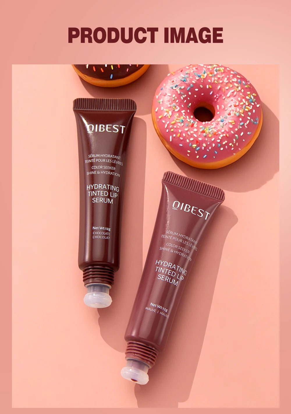 Brillant à lèvres repulpant marron nu, huile hydratante colorée, teinte transparente, Tube souple, maquillage, beauté, soins pour les lèvres, 12g