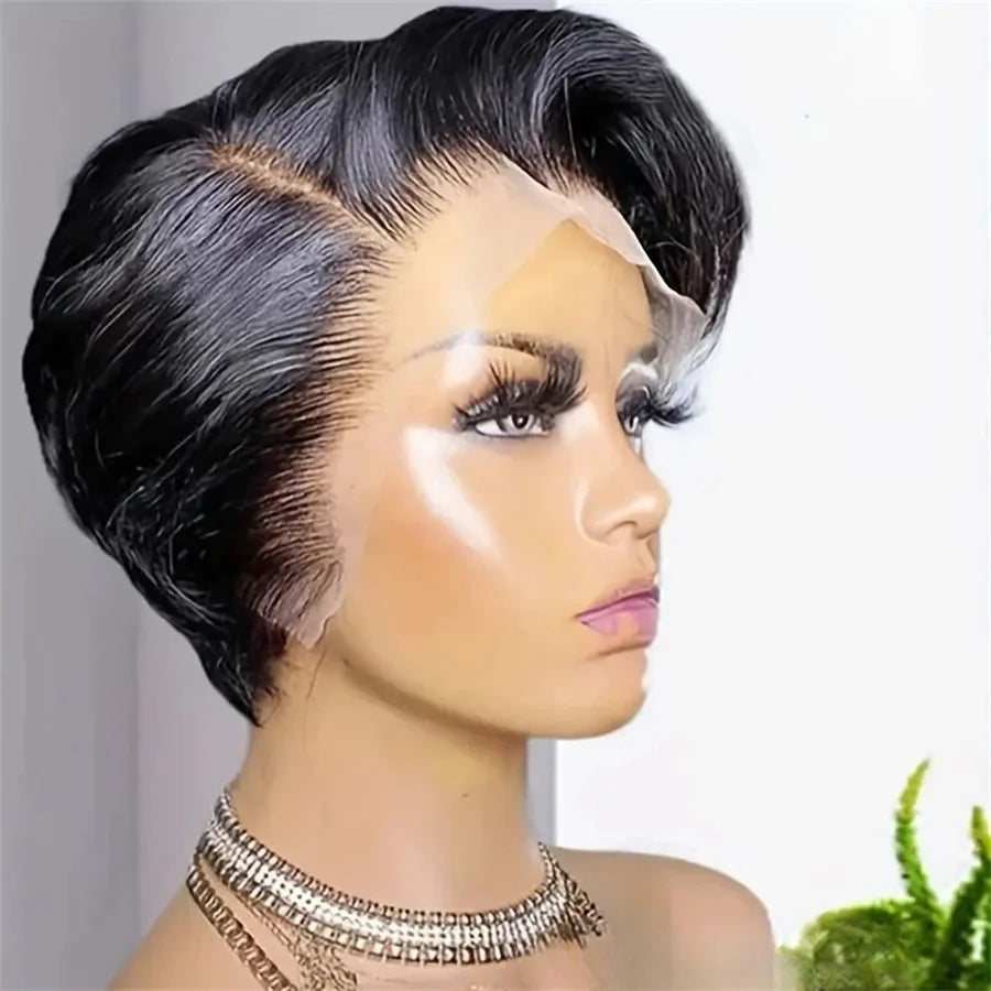 Perruque coupe lutin perruques de cheveux humains courte Bob Perruque Bresillienne 13X4X1 Perruque de dentelle transparente vague de corps cheveux humains