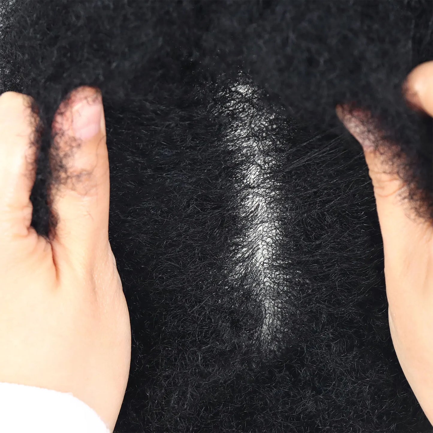 Toupet Afro Curl pour hommes, postiche 100% humaine réelle, 8x10 pouces, 1B, noir naturel, Base Multiple, système capillaire léger et respirant