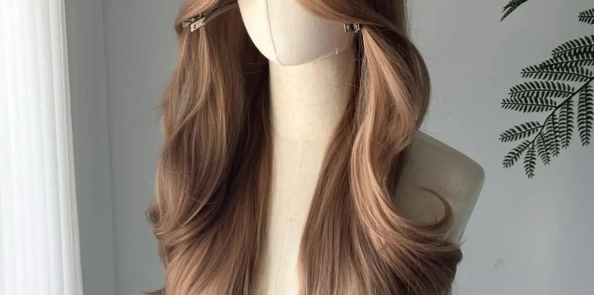 Perruque Lace Front Wig synthétique Blonde Champagne, corps Long, perruques brunes ondulées pour usage quotidien, bandeau Lolita Cosplay 가Perruque Femme