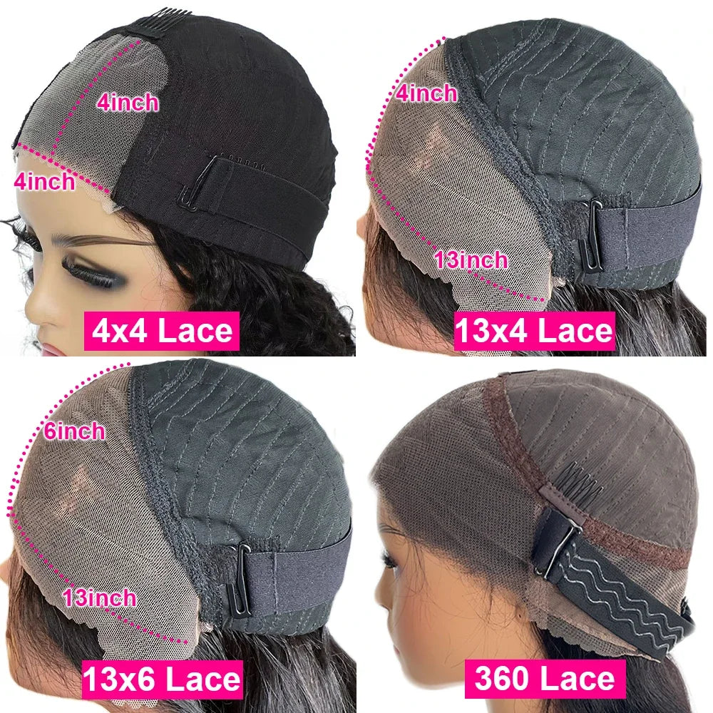 Perruque Bob en cheveux humains raides crépus HD Lace Front 4x4/13x4 de 10-16 pouces, densité 400%, pré-épilée, prête à porter, sans colle, effet Body Wave pour femmes