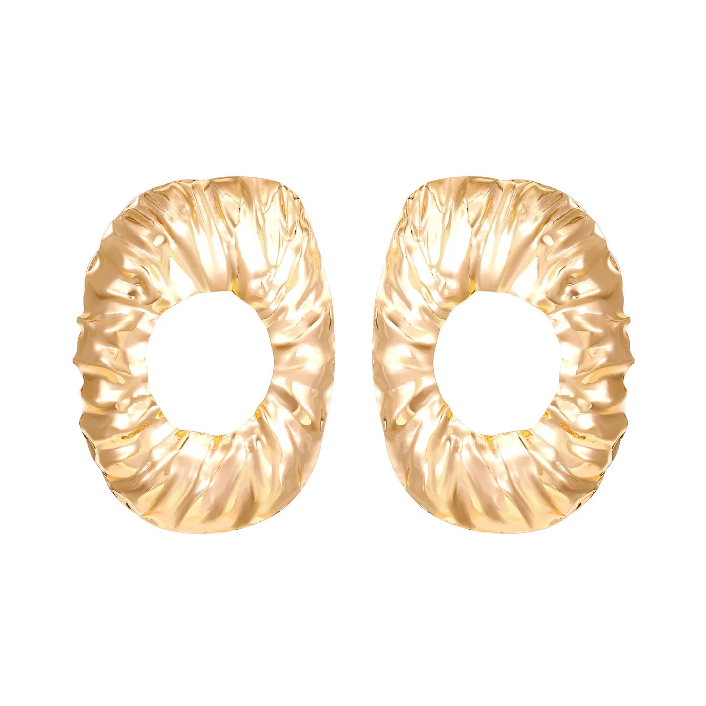 Boucles d'oreilles ovales en forme de cœur en or exagéré pour femme, boucle d'oreille en métal, bijoux géométriques déformés irréguliers, tendance 2025