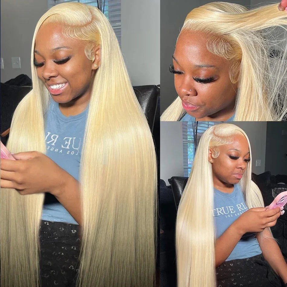 13x6 HD Transparent 613 Blonde dentelle frontale perruques de cheveux humains brésilien droite dentelle avant perruques de cheveux humains peuvent être teintes n'importe quelle couleur