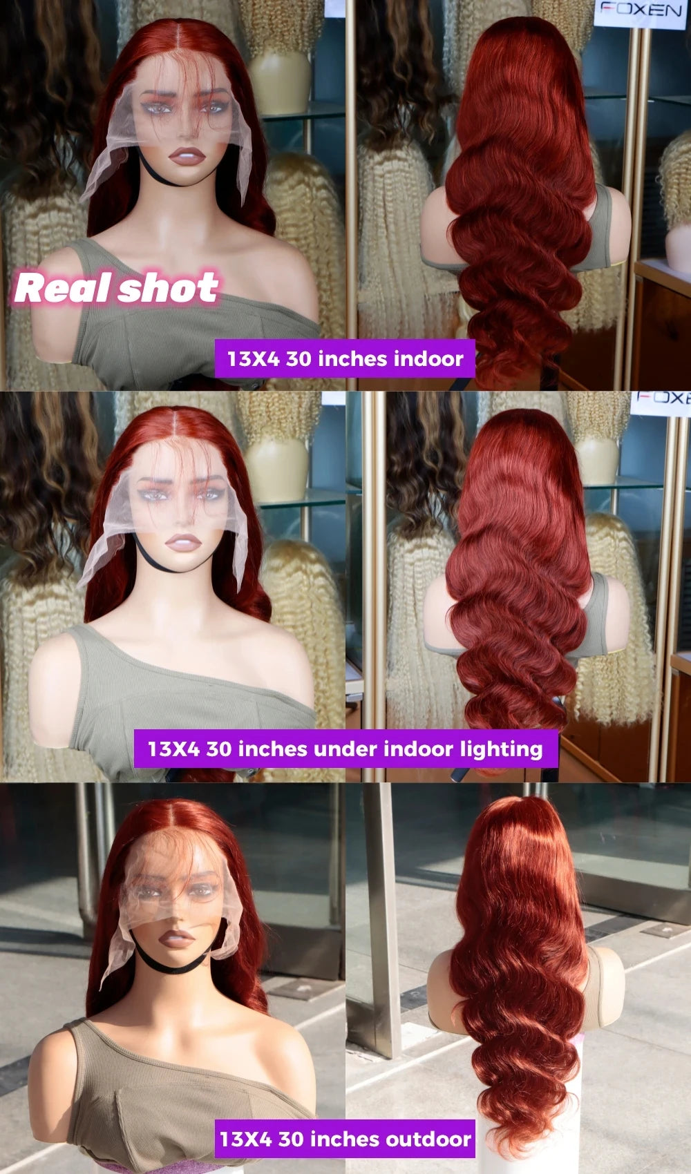 HD 13x4 brun rougeâtre vague de corps dentelle frontale perruques de cheveux humains vague d'eau brésilienne pré plumée 13x6 dentelle avant perruque pour les femmes