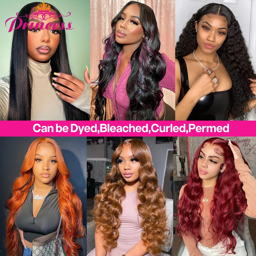 Perruque Lace Frontal Wig Body Wave naturelle – Princess Hair, cheveux 100% humains, 13x4, Lace Transparent, perruque Lace Front Wig, pour femmes