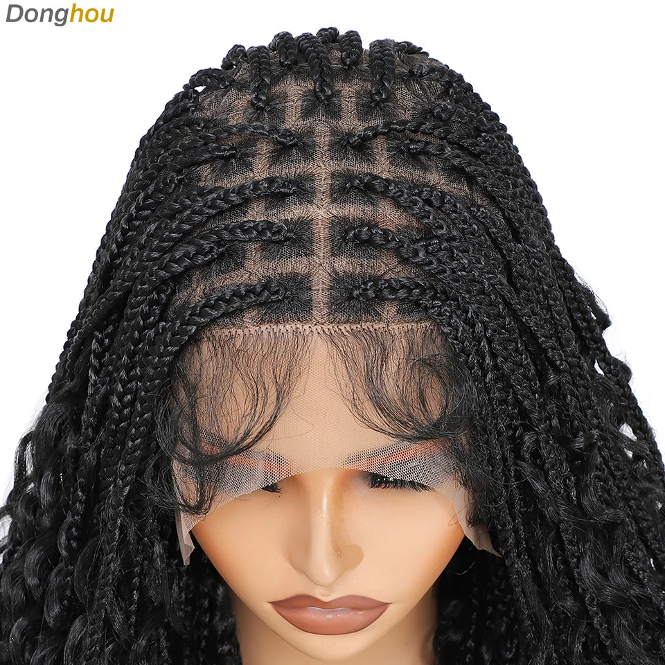 Perruques tressées sans nœuds ombrées Boho pour femmes noires 1B T30 couleurs boîte bohème tresses Perruques tresses Africaines Naturelles