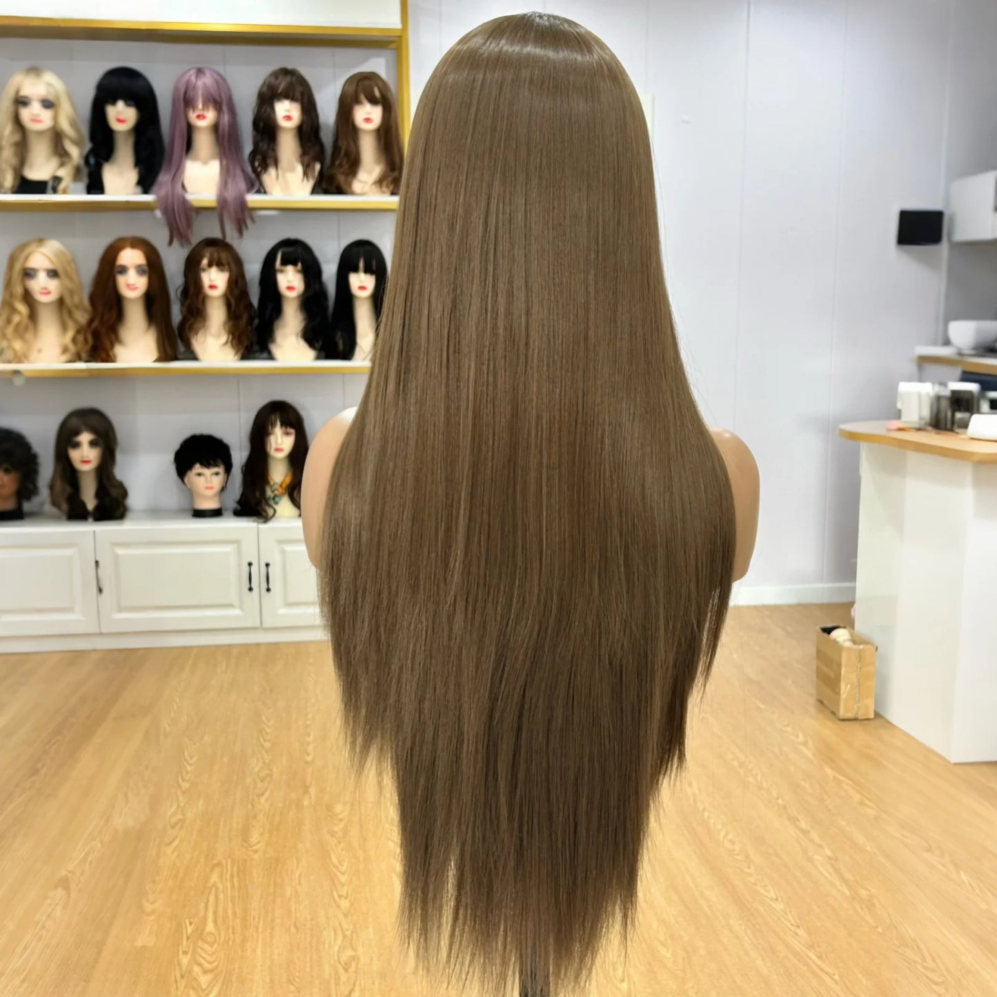 Perruque Lace Front Wig synthétique lisse et soyeuse, marron sarcelle, 13x4, avec raie libre, naturelle, pour femmes, fête quotidienne, Cosplay