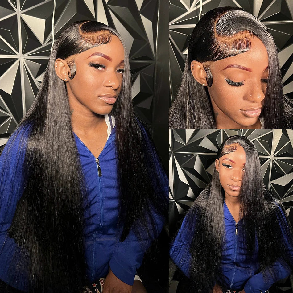 13x6 HD Transparent Lace Frontal Human Hair Wig Straight Hair 30 32 Inch 13x4 Lace Frontal Wig PrePlucked For Women Cikana