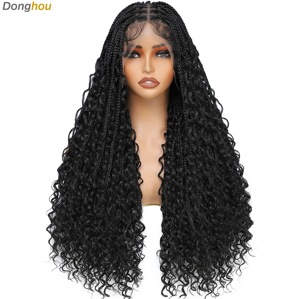 Perruques tressées sans nœuds ombrées Boho pour femmes noires 1B T30 couleurs boîte bohème tresses Perruques tresses Africaines Naturelles