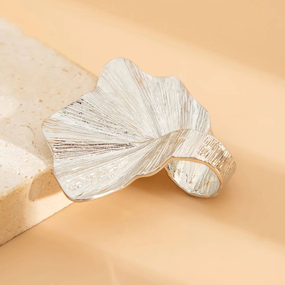 Ginkgo-Bague Plissée en Métal Classique pour Femme et Homme, Anneau de Doigt en Forme d'Éventail, Bijoux de ixPunk