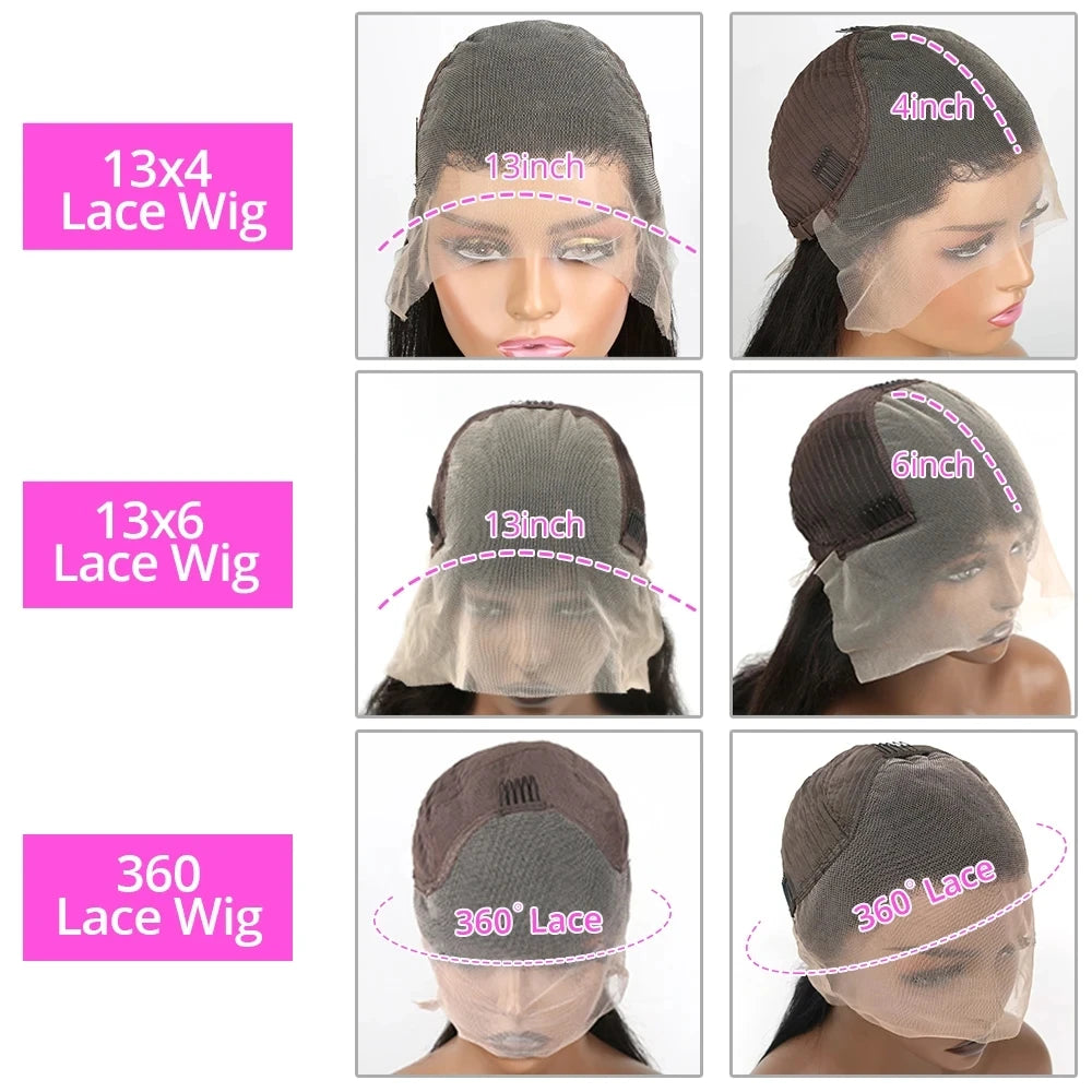 40 pouces os droit 13x6 HD Transparent dentelle frontale perruques de cheveux humains 250% brésilien 360 13x4 pleine dentelle avant perruques pour les femmes