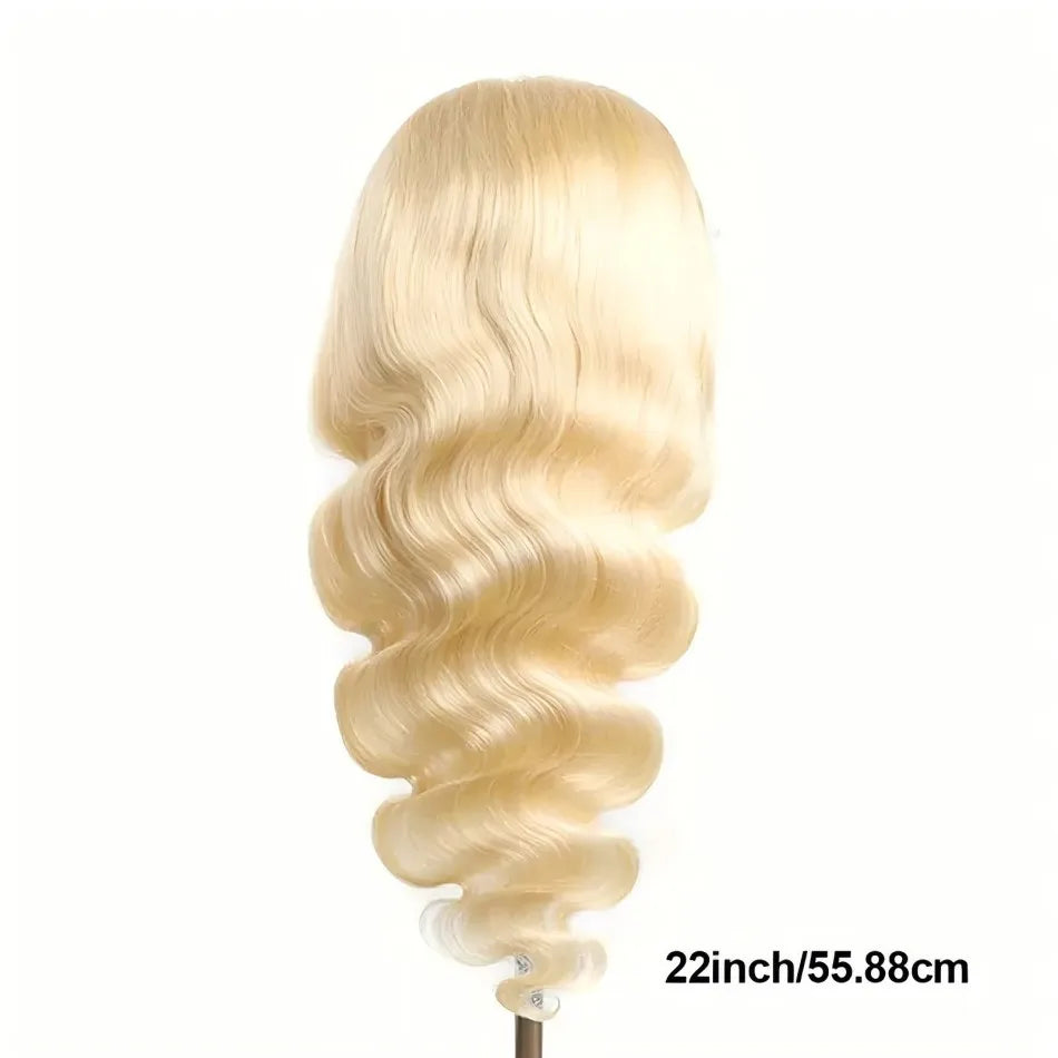 Perruque frontale en dentelle HD 613, 13x6, cheveux humains ondulés, brésiliens, densité 220, pré-épilée, blonde, dentelle transparente, 30 pouces
