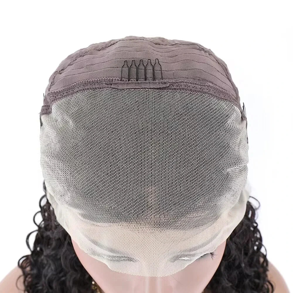 Perruque afro brésilienne Remy bouclée noire naturelle avec tresses, 6 amaran, 13x4, 100%