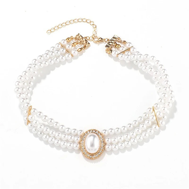 AINAMEISI 3 pièces mode mariée blanc multicouche Imitation collier de perles ensemble robe accessoires de mariage