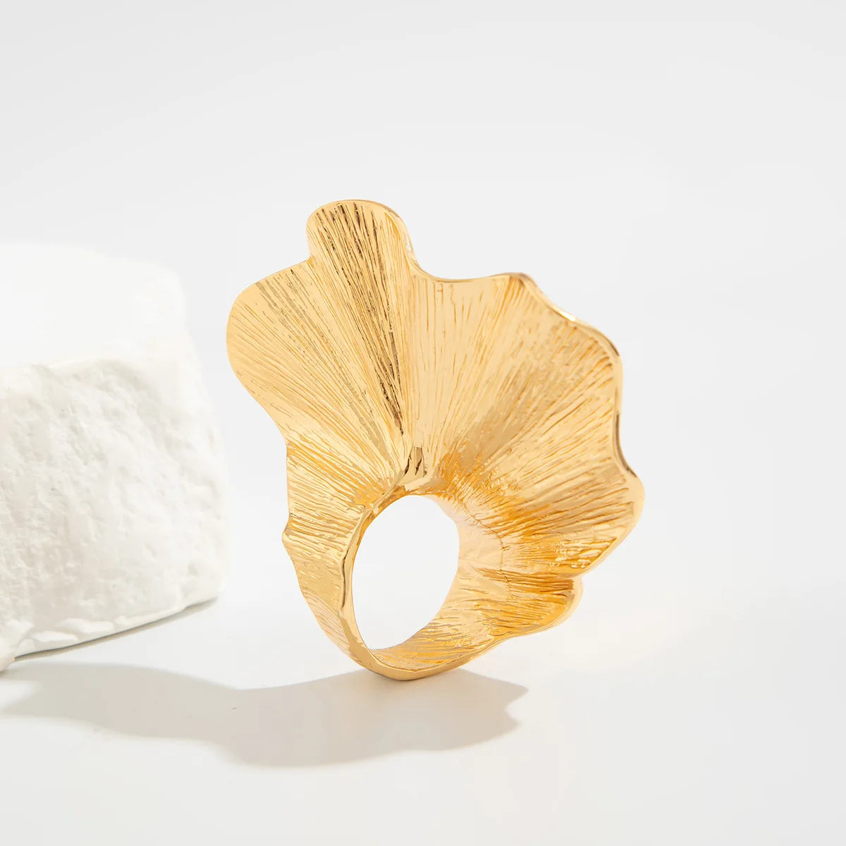 Ginkgo-Bague Plissée en Métal Classique pour Femme et Homme, Anneau de Doigt en Forme d'Éventail, Bijoux de ixPunk