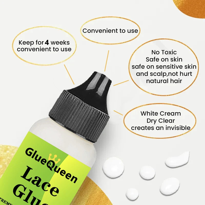 Colle pour perruque 38ml 1.3oz, adhésif imperméable pour remplacement de cheveux, résistant à la sueur et dissolvant de colle 30ml 1oz pour perruque Lace Front