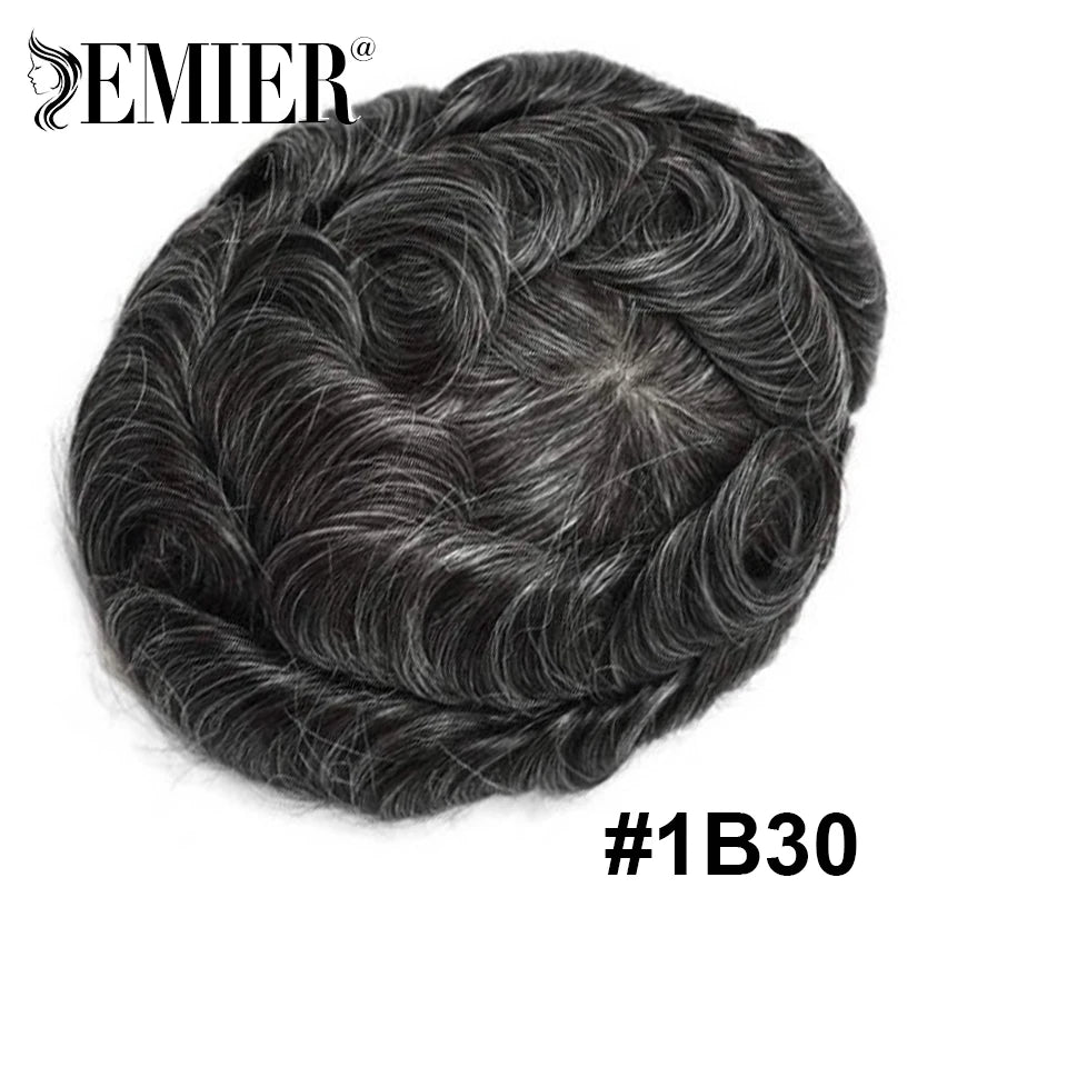 Perruque de cheveux humains en dentelle française avec PU pour homme, toupet confortable, vague naturelle, système de remplacement, prothèse capillaire masculine durable