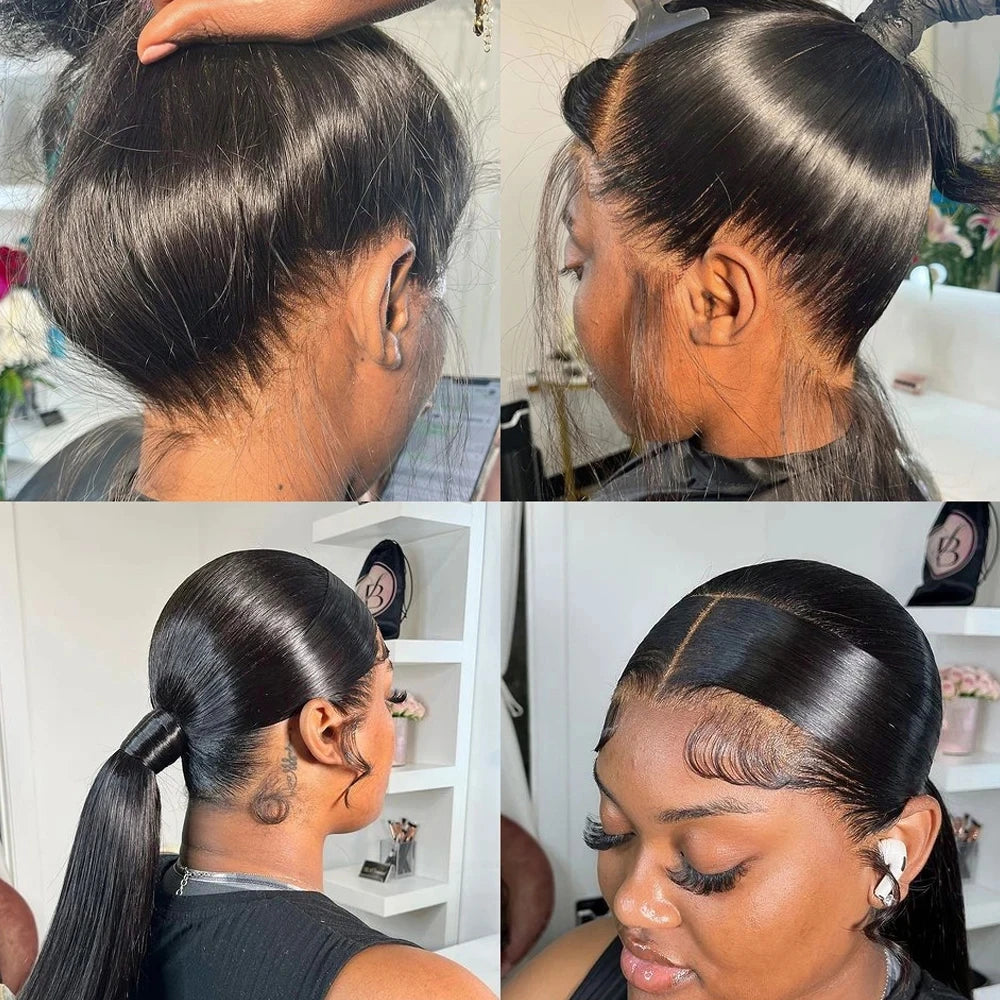 40 pouces os droit 13x6 HD Transparent dentelle frontale perruques de cheveux humains 250% brésilien 360 13x4 pleine dentelle avant perruques pour les femmes