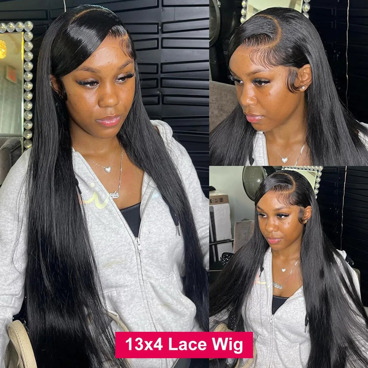 Perruque Lace Frontal Wig sans colle naturelle, cheveux lisses, 13x6, 30 32 pouces, 13x4, pre-plucked, 5x5, pour femmes