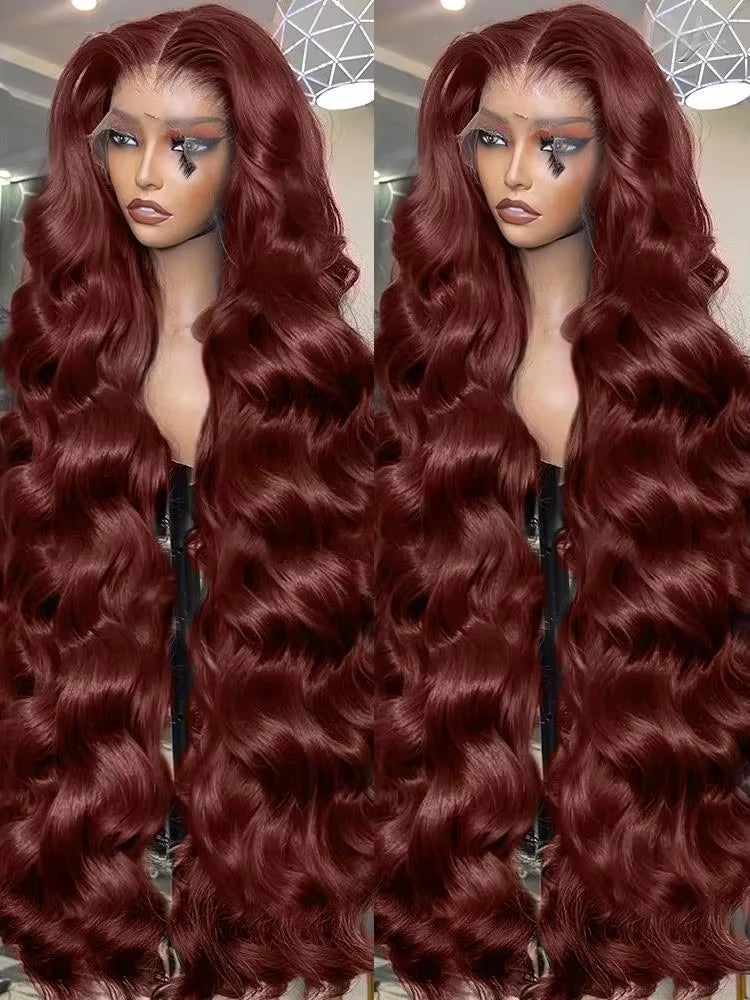 HD 13x4 brun rougeâtre vague de corps dentelle frontale perruques de cheveux humains vague d'eau brésilienne pré plumée 13x6 dentelle avant perruque pour les femmes