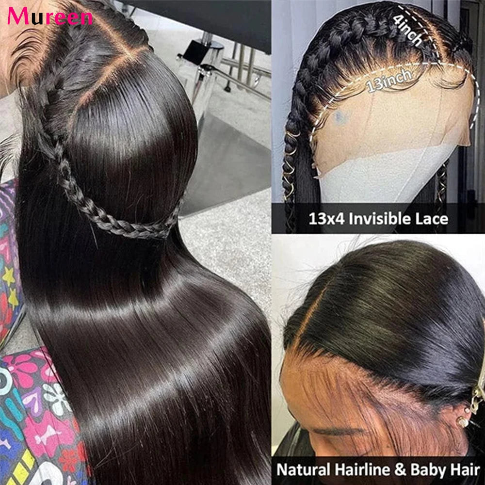 250% densité cheveux raides 13x6 HD dentelle frontale perruque cheveux humains 13x4 pleine dentelle avant perruque pour les femmes perruques de cheveux humains