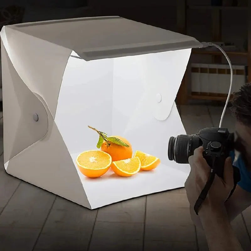 Mini cabine Photo pliante Softbox petites lumières LED boîte à lumière pliante Portable accessoires Photo Double bande lumineuse 6 couleurs toile de fond