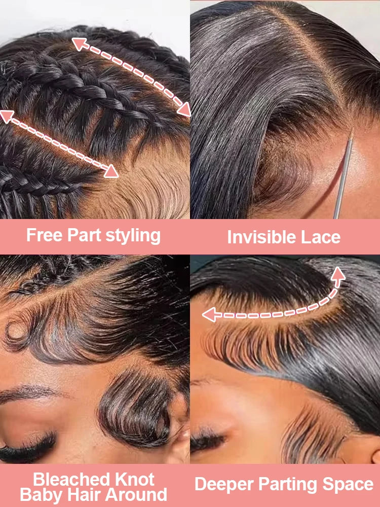 300% densité Wear and Go 7x5 perruque sans colle cheveux humains pré-coupé prêt à porter 13x6 dentelle avant perruque droite perruque de cheveux humains pour les femmes