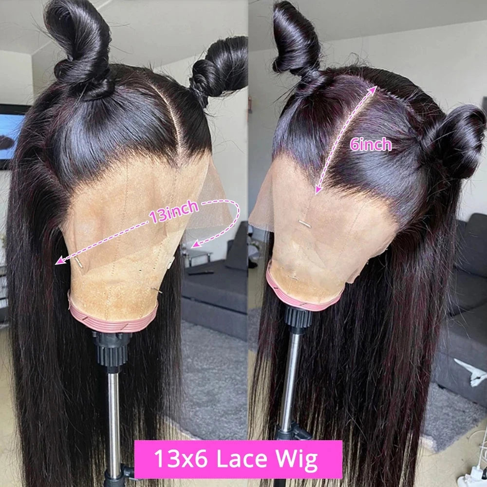 40 pouces os droit 13x6 HD Transparent dentelle frontale perruques de cheveux humains 250% brésilien 360 13x4 pleine dentelle avant perruques pour les femmes
