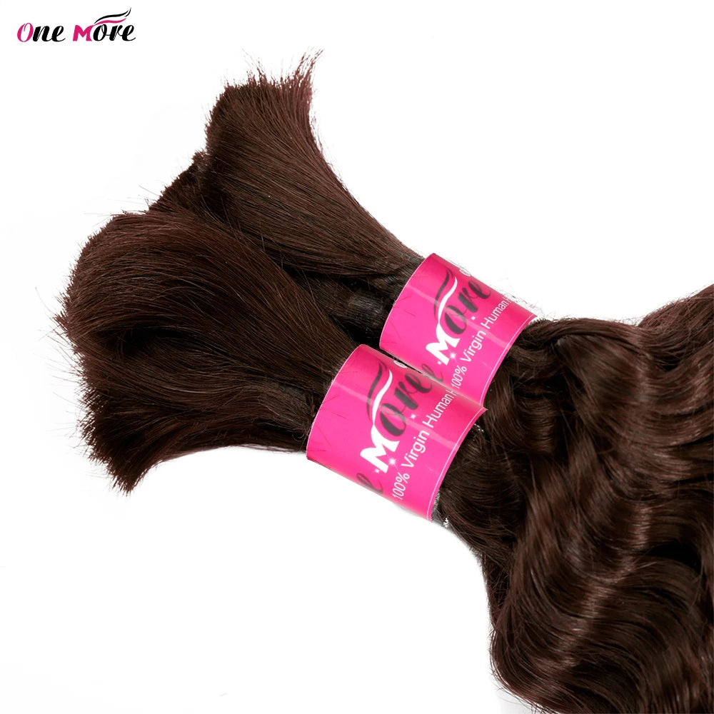 Extension de Cheveux Humains pour Tresses, Brun Foncé, Sans Trame