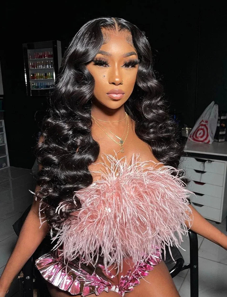 250% 30 40 pouces cheveux humains 13x6 HD dentelle frontale perruque brésilienne lâche vague profonde bouclés cheveux humains 360 pleine dentelle avant perruque pré-plumée