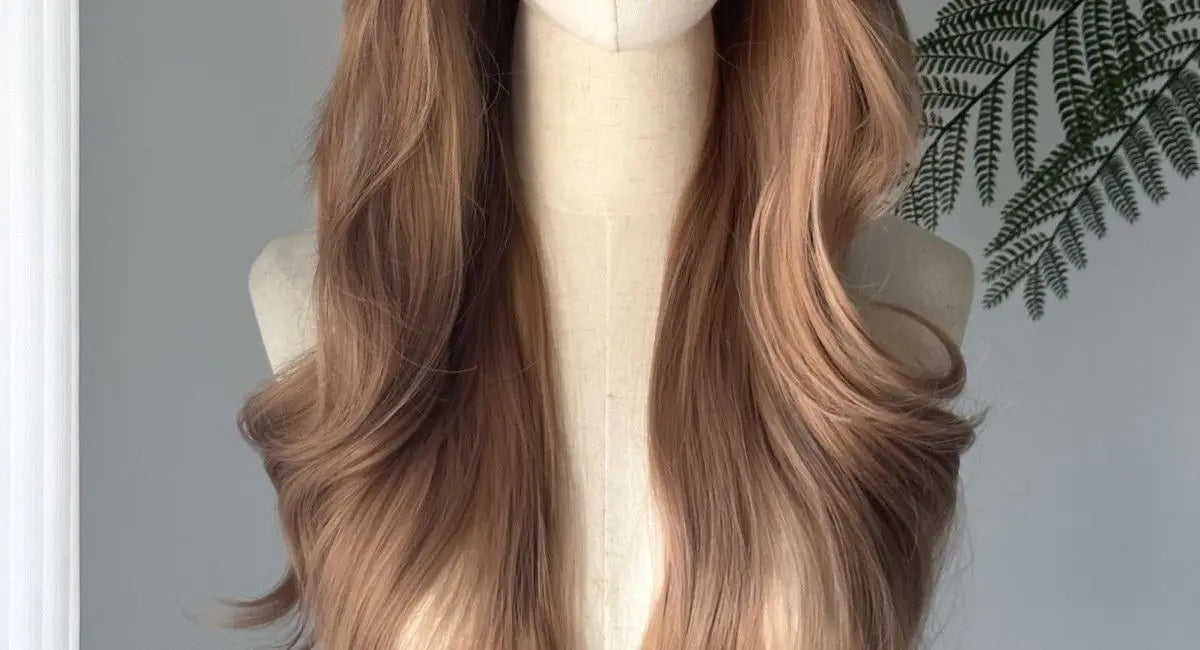 Perruque Lace Front Wig synthétique Blonde Champagne, corps Long, perruques brunes ondulées pour usage quotidien, bandeau Lolita Cosplay 가Perruque Femme