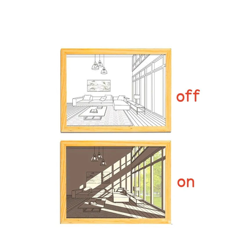 Photo applique murale peinture créative lumière USB Plug-In atmosphère romantique lampe lumière du soleil fenêtre cadre Photo art travail lumière