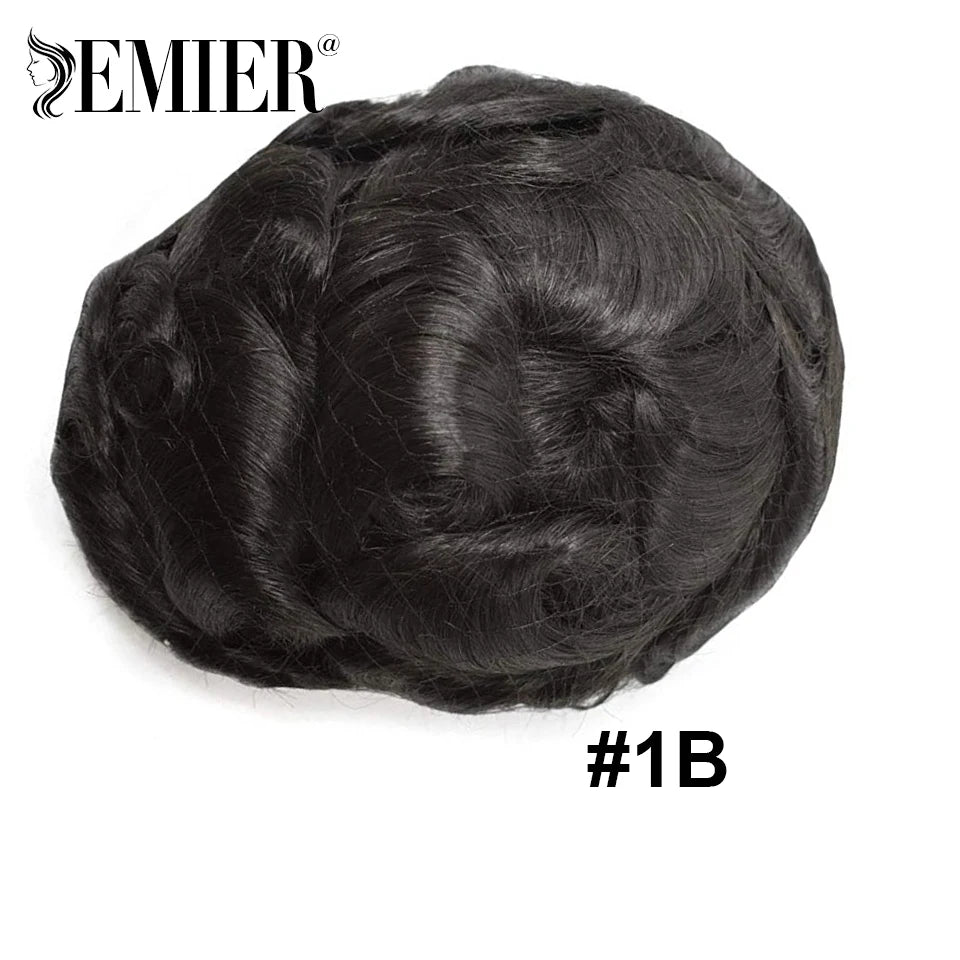 Perruque de cheveux humains en dentelle française avec PU pour homme, toupet confortable, vague naturelle, système de remplacement, prothèse capillaire masculine durable