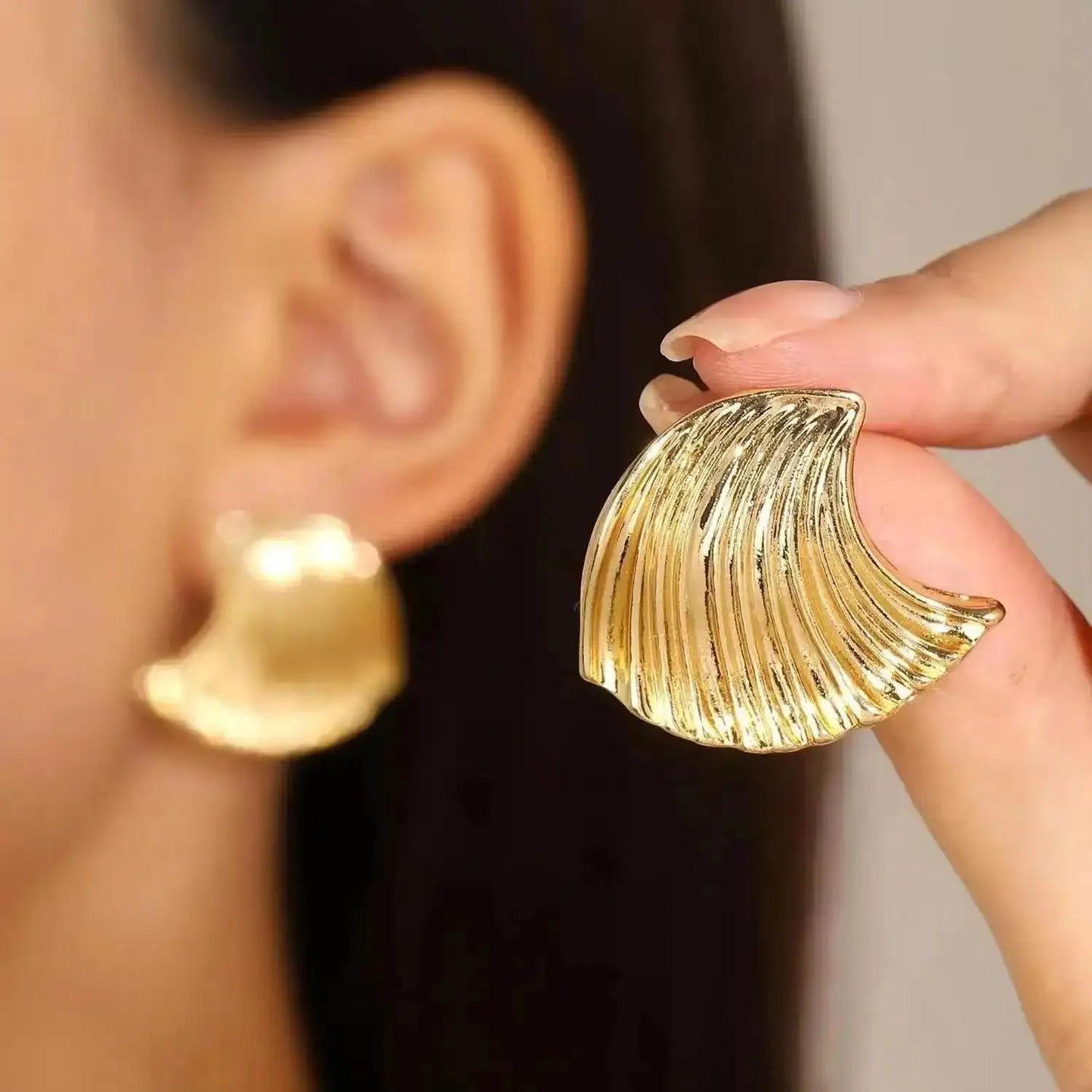 Boucles d'Oreilles Exagérées en Or pour Femme, Bijoux en Métal, Grand Cuir oral elu, Tendance, Nouvelle Collection 2024